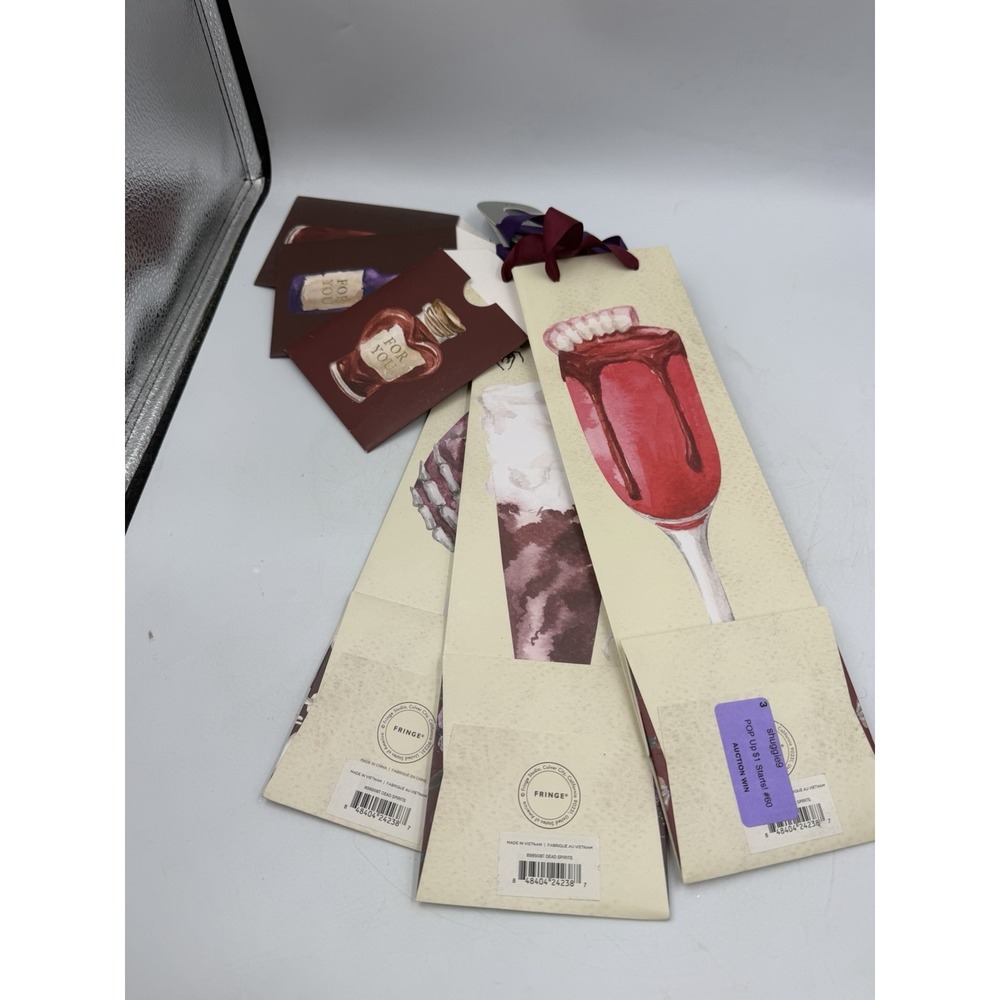 Lot Of 3 Champagne Wine Bottle Gift Bags with Handles and Gift Tags